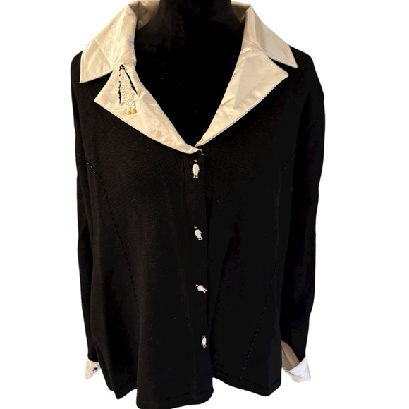 Storybook Knits Black Cardigan-Penguins - Picture 4 of 6
